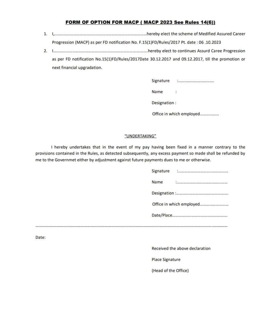 MACP OPTION FORM PDF