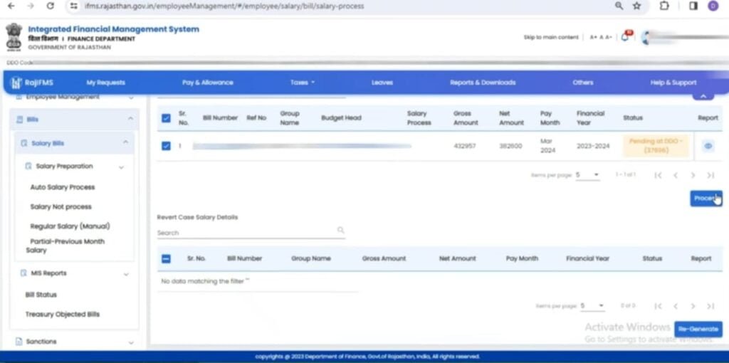 IFMS 3.0 BILL REVERT AND REGENERATE