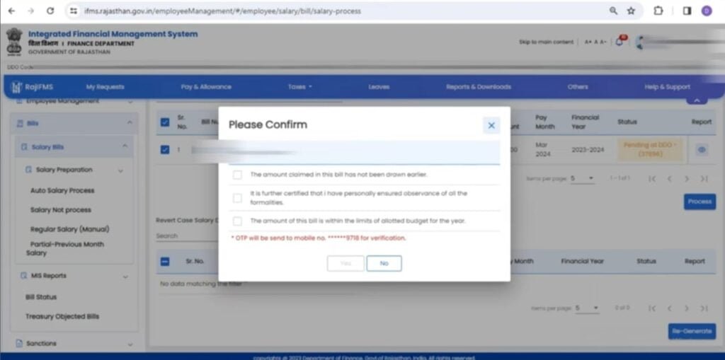 IFMS 3.0 BILL REVERT AND REGENERATE