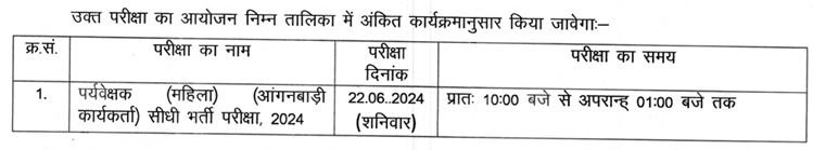 ANGANWADI SUPERVISOR 2024 EXAM DATE