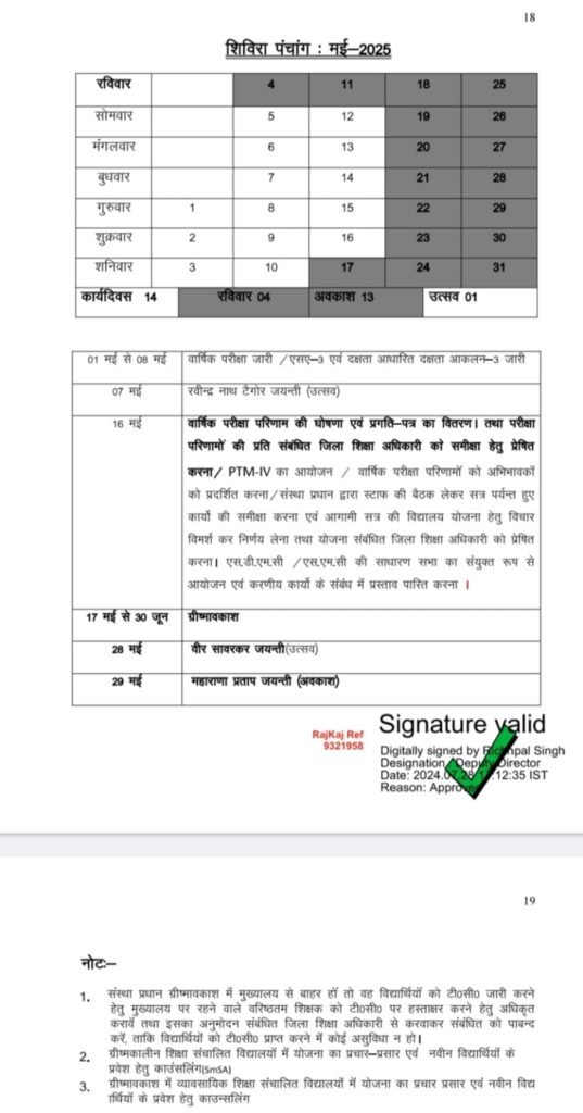 शिविरा पंचांग मई 2025