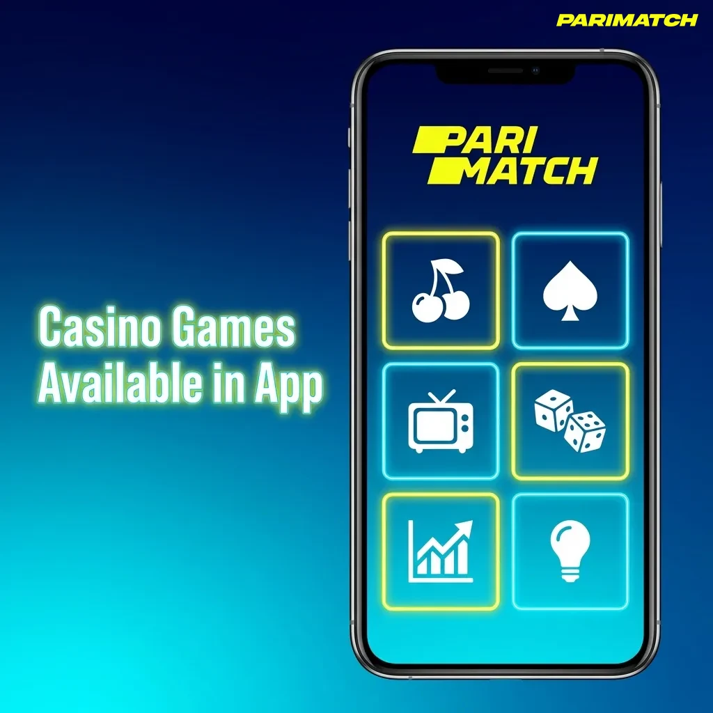 Parimatch India app casino lobby showing slots, table games, and live dealer options on iOS mobile interface