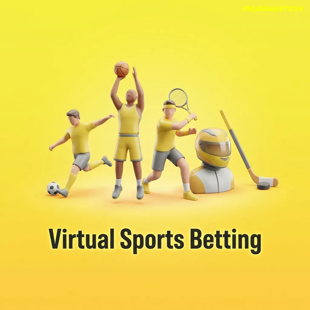 Virtual sports betting interface showing simulated football, horse racing, and tennis matches with 24/7 availability — Parimatch in India