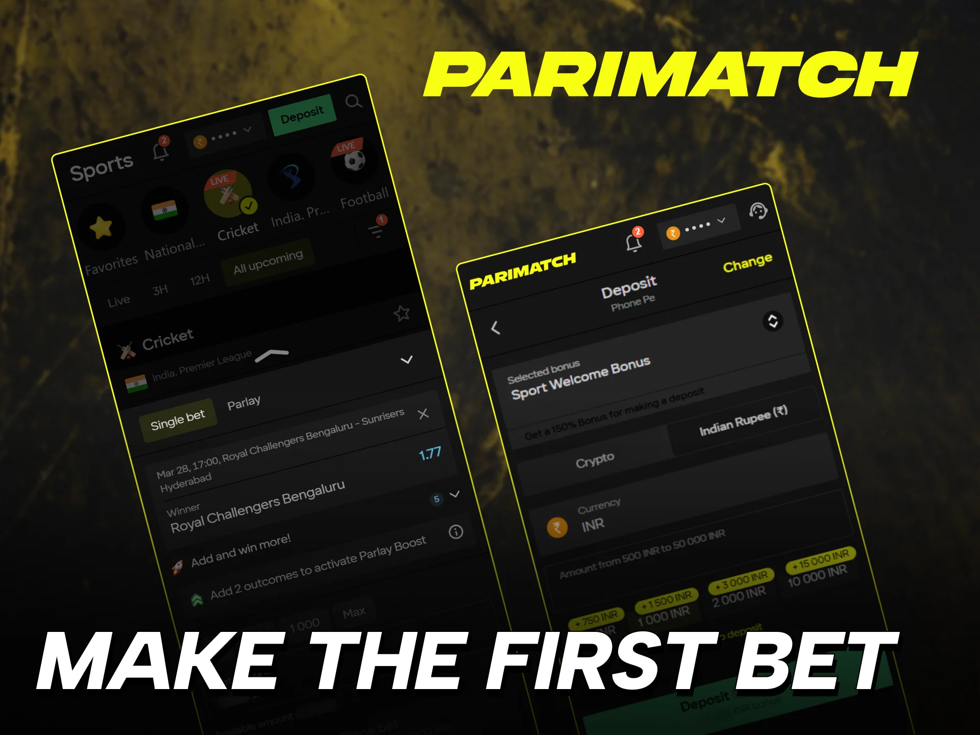 Start your Parimatch India career with your first winning cricket bet.