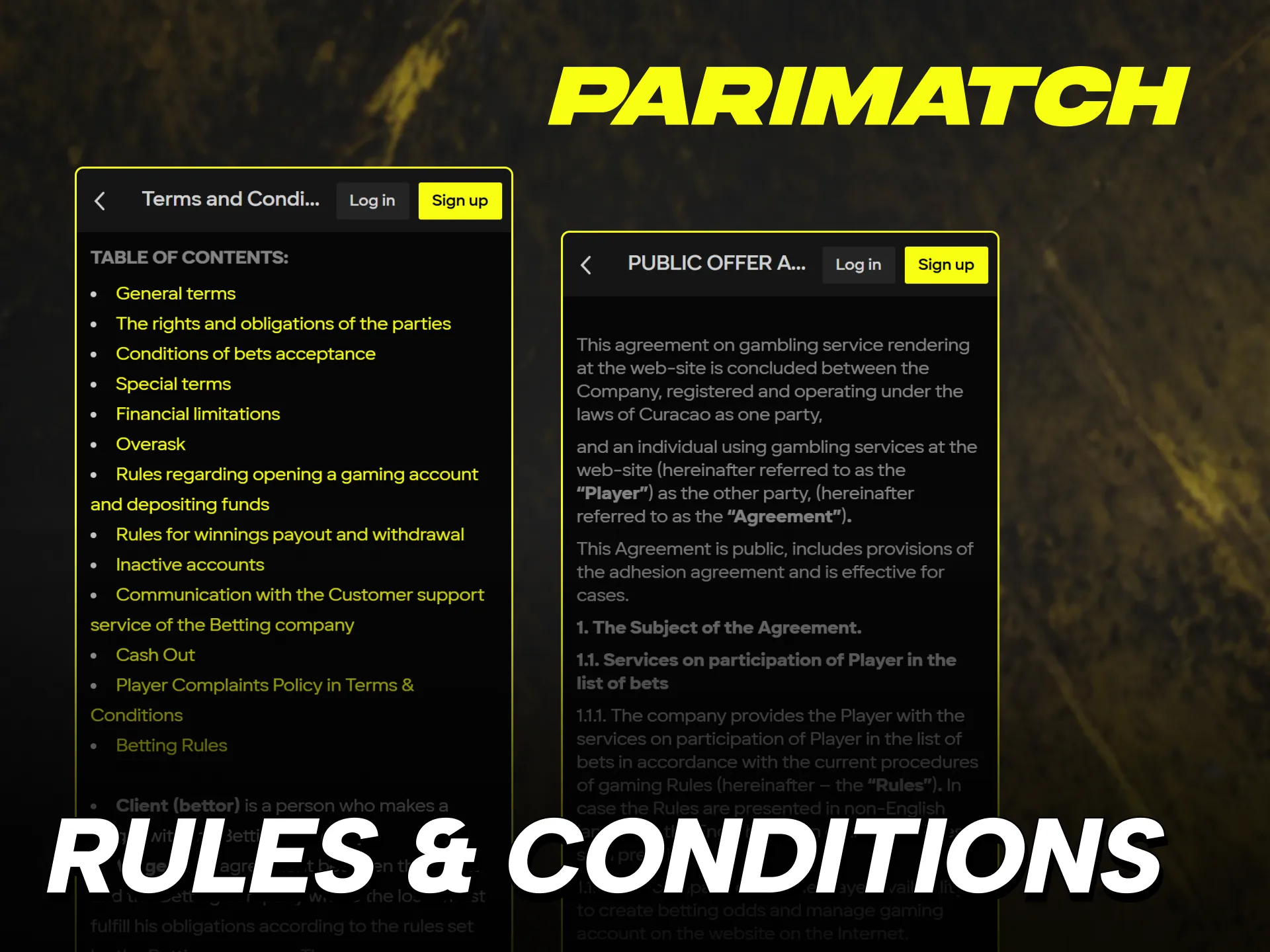 Review the official Parimatch India terms of service and wagering rules.
