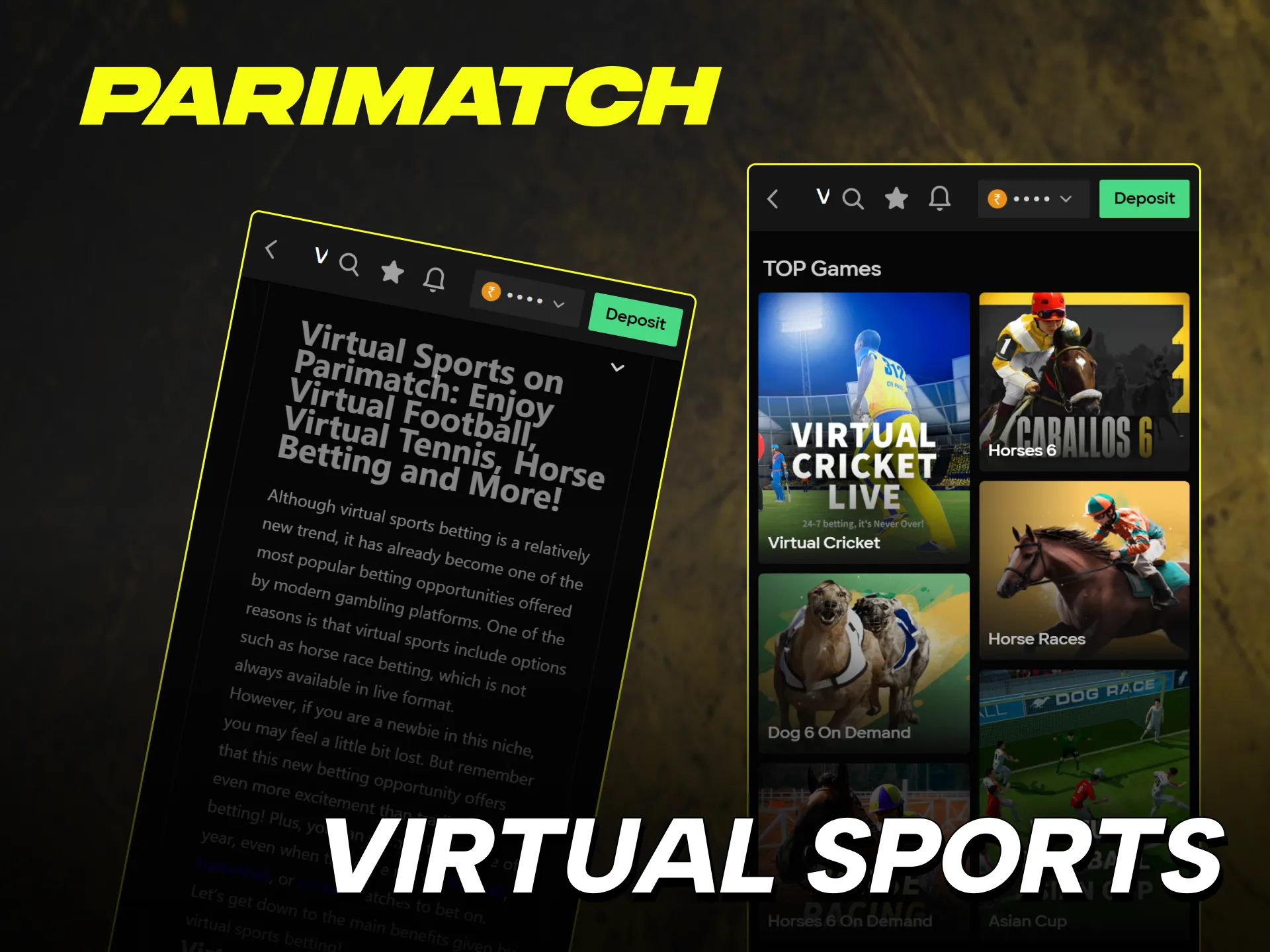 Try fast-paced virtual cricket and racing at Parimatch India.